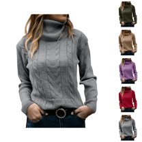 Sweaters for Women 2025 Fall Winter Long Sleeve Turtleneck Knitted Sweater Jumper Top Womens Pullover Sweaters
