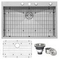 thumbnail image 2 of Ruvati 33 x 22 Inch Drop-in Topmount 16 Gauge Zero-Radius Stainless Steel Kitchen Sink Single Bowl - RVH8001, 2 of 5