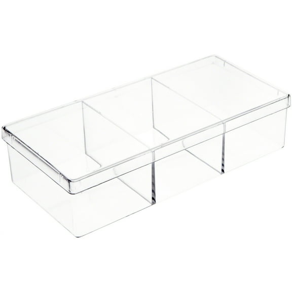 Pioneer Plastics 182C Clear Rectangular Plastic Container with Dividers, 6.75" W x 3.1875" D x 1.625" H