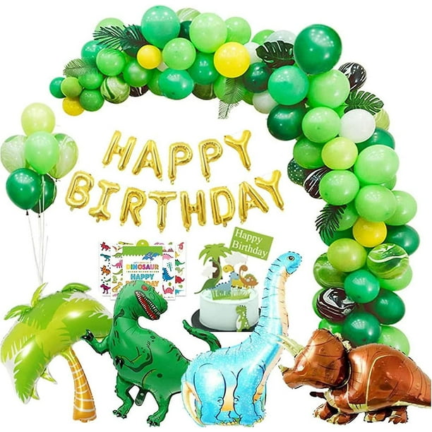 Decoraciones de fiesta de cumpleaños de dinosaurio 214 piezas Suministros de fiesta de cumpleaños de dinosaurio para niño Globo de dinosaurio Guirnalda Favores de fiesta de dinosaurio Bann de feliz c TUNC Sencillez