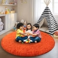 thumbnail image 4 of SARAG Round Area Rugs 5'x5' Fluffy Circle Rugs for Baby Nursery Non-slip Carpetfor Children Kids Room, Orange, 4 of 8