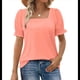 thumbnail image 1 of Tops para Mujer, Camisetas Informales de Verano con Cuello Cuadrado y Mangas con Volantes Rosa XXL, 1 of 7