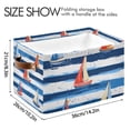 thumbnail image 4 of Yayeee 2 Pack Canvas Storage Basket with Handles for Shelves Fabric Bins Closet Organizer, Blue Sailboats, 4 of 8