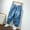 Blue A2, variant on Boys Girls Denim Look Pants Elastic Waist Print Breathable Casual Outer Summer Kids Long Pants for 2-10 Years