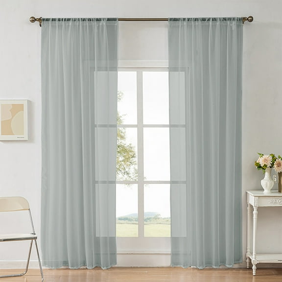 White Sheer Curtains for Living Room & Bedroom - Lightweight Translucent Polyester Drapes with Rod Pocket - 2 Panels per Set