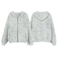 thumbnail image 5 of Women Camo Zip Up Hoodie Fleece Trendy Maple Leaf Print Long Sleeve Jackets Camouflage Loose Fit Sweatshirts with Pockets Z006-White XL, 5 of 5