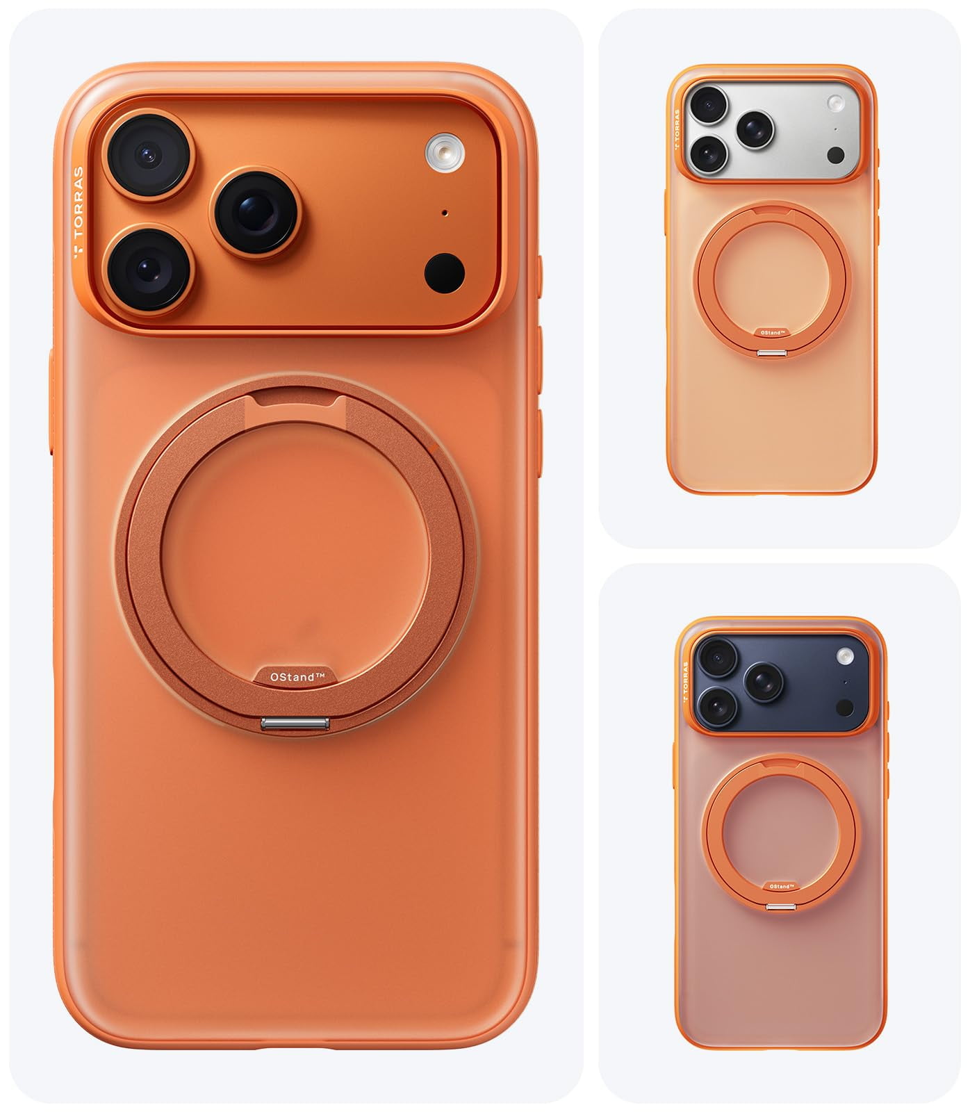 TORRAS O3 Fitness for iPhone 17 Pro Max Case, Fit for MagSafe with 360°Stand, Mil-Grade Protection, Camera Control, Translucent Slim, 6.9″,Cosmic Orange