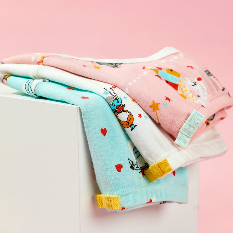 URMAGIC Toddler Little Big Child Girls Cotton Cartoon Floral Panties Briefs  Underwear 6 Pack 