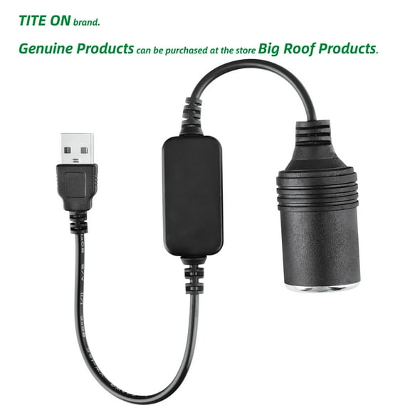 USB Cigarette Lighter Adapter - FITE ON USB A Male to 12V Car Cigarette Lighter Socket Female Cable Converter 1Ft/30cm