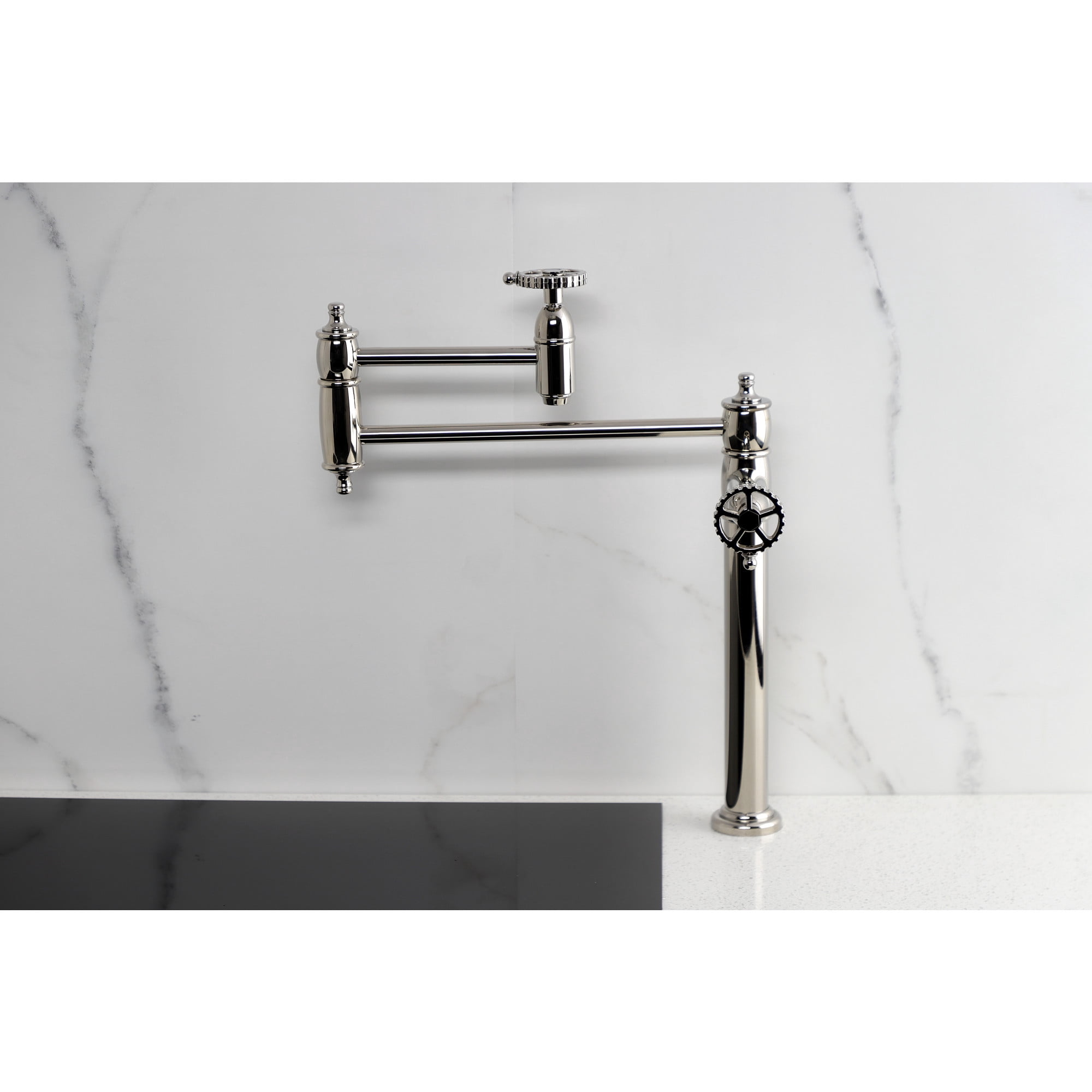 Kingston Brass KS3706CG Fuller Deck Mount Pot Filler Faucet, Polished Nickel