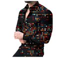 thumbnail image 1 of Camisas Casuales Para Hombre Camisa informal con botones para hombre, camisa con solapa hacia abajo, camisa estampada de manga larga a la para hombre, camisa cárdigan de trabajo diario (Red, XXL), 1 of 3