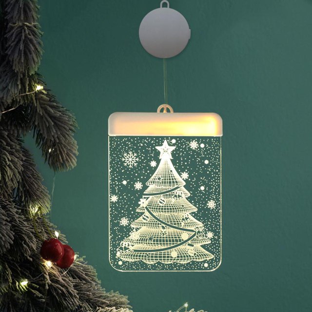 KG Navidad Nuevo diseño luz de Navidad Luz de Navidad de succión acrílica Luz de ventana de Navidad cálida con pilas para bares y tiendas