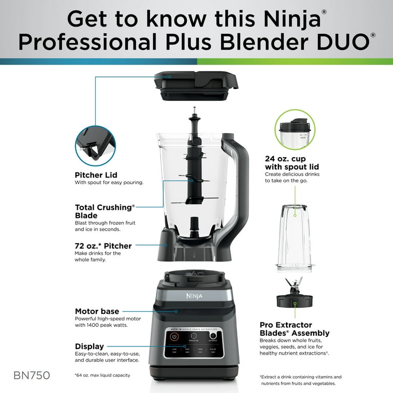 Ninja Professional Plus Blender DUO with Auto-iQ, 1400 Watts Ninja Professional Plus Blender DUO with Auto-iQ, 1400 Watts