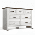 thumbnail image 4 of CHITOOMA 7 Drawer Dressers for Bedroom, 47.2" Horizontal Wooden Dresser, Chest of Drawers for Living Room, Nursery, Hallway, White & Brown, 4 of 7