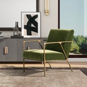 Jennifer Taylor Home Aerin 24.5" Hammered Brass Velvet Accent Arm Chair Olive Green Performance Velvet Single 1-Piece