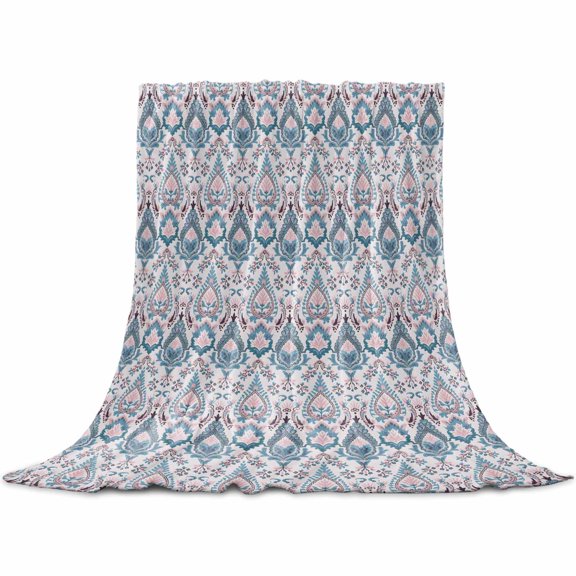 Farmhouse Boho Flannel Blanket for Bed, Vintage Tribal Ethnic Abstract Flower Soft Cozy Warm Couch Throw Blanket, Lightweight Fluffy Plush Bedding Blankets for Sofa Decor All Season 30"x40"