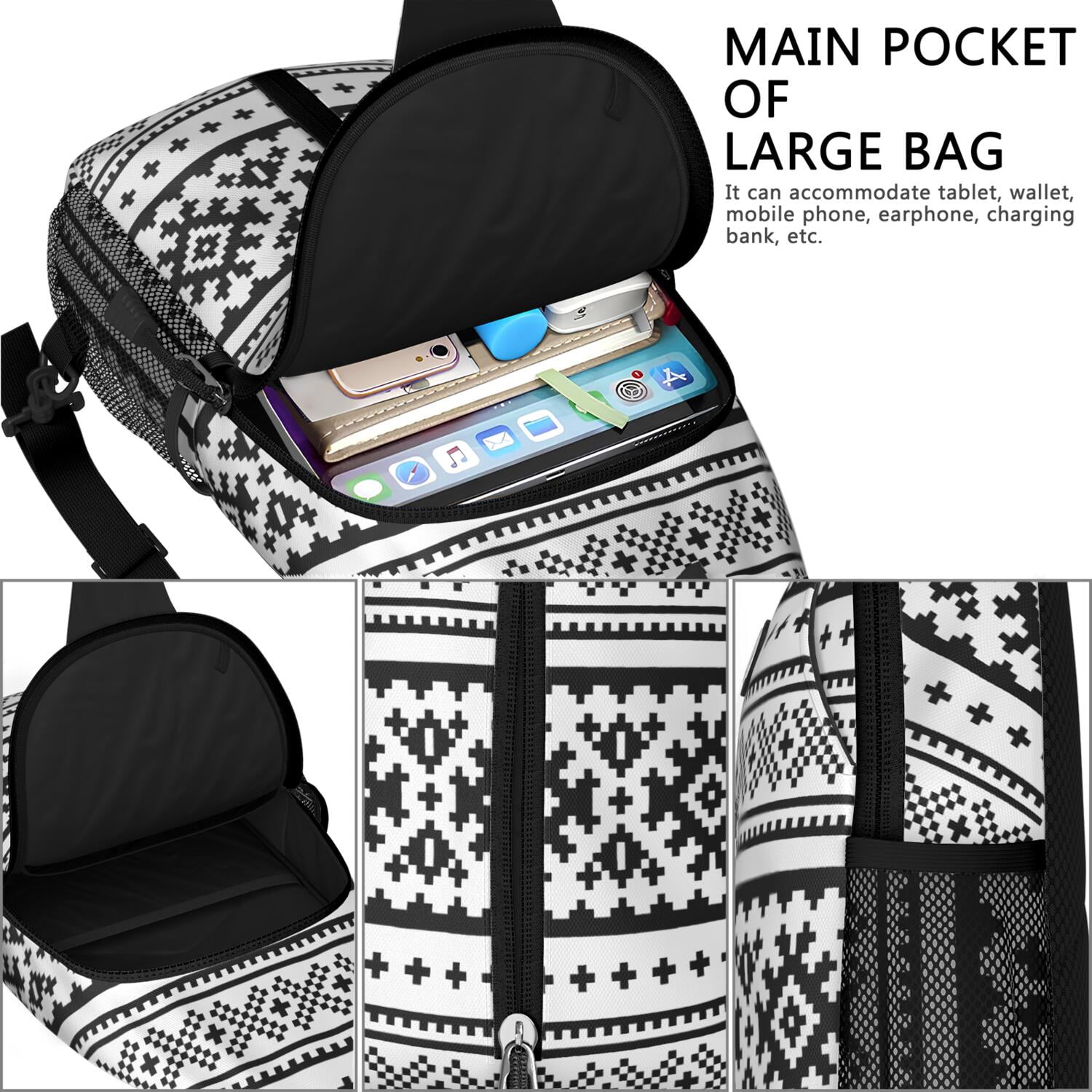 Baseball and Football Print Sling Bag for Boys – Lightweight Durable Polyester Crossbody Backpack with Secure Zippers, Large Compartments, Mesh Side Pockets for Training, Competition, and Outdoor Play