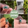 thumbnail image 3 of Blongme Jewelry Trendy Men Engagement Rings 925 Sterling Silver 6*6mm 1.25 CT Princess Cut Green Cubic Zirconia Wedding Band for Him Ring Size 7, 3 of 11