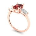 thumbnail image 2 of Clara Pucci 14K Rose Gold Solid Gold Garnet Three-Stone Anniversary Ring for Women - 1.5 cttw Emerald Cut, 2 of 8