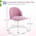 thumbnail image 2 of Ktaxon Armless Home Office Desk Chair Cute Mid Back Vanity Stool Teddy Velvet Swivel Task Chairs with Wheels Purple, 2 of 8