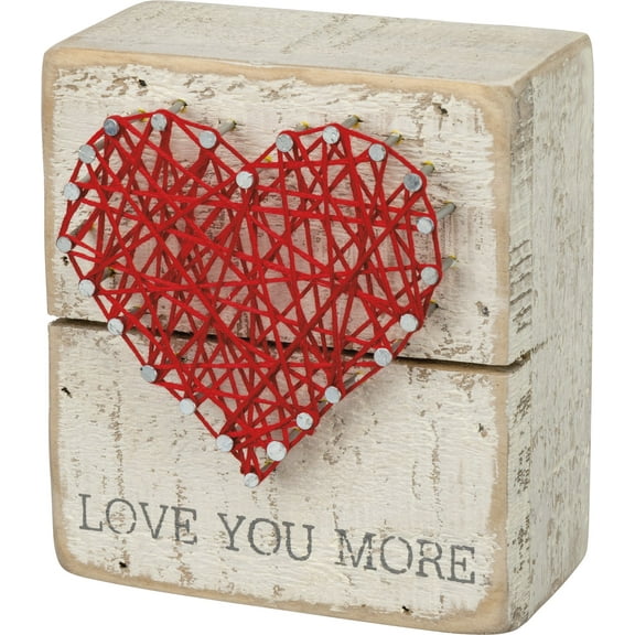Primitives by Kathy Love You More String Art Box Sign 3.5" x 4"