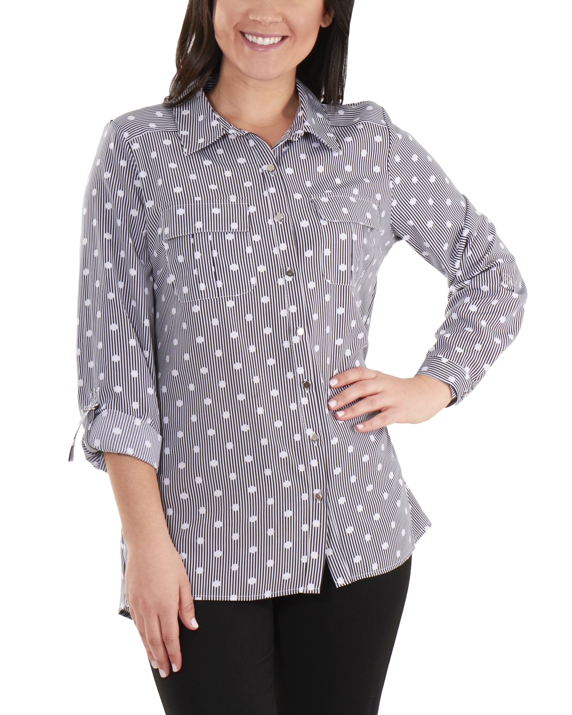 roll up sleeve with button tab