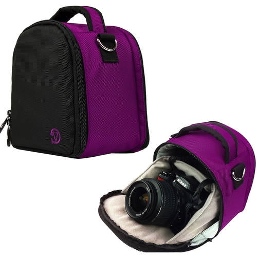 Laurel Red Quality Nylon Shoulder Carrying Bag Case with Pockets for Nikon DSLR SLR Professional Cameras See Interior Dimensions