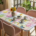 thumbnail image 3 of Happy Easter Table Cloths for 4 Foot Rectangle Tables, Spring Colorful Eggs Butterfly Plaid Checkered Patio Waterproof Elastic Fitted Tablecloths, Washable Rectangular Table Cover for Camping, 3 of 8