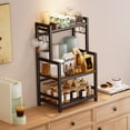 thumbnail image 5 of Kitchen Countertop Organizer, 3 Tier Large Spice Rack Organizer with Adjustable Shelf and 5 Hooks, Wooden Counter Organizer, Space Saving Countertop Shelf Microwave Stand for Kitchen,Coffee Bar,Black, 5 of 9