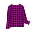 thumbnail image 5 of Odeerbi Kids Boys Girls Fall Winter Basic Layering T-Shirt Plaid Basic Tees Long Sleeve Lattice Print Shirts Cute Crewneck Tops Dressy Blouses Base Layer Kids Clothes Purple, 5 of 6