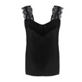 thumbnail image 4 of Idoravan Tank Tops for Women Clearance Women's Sleeveless Lace Camisole Top Splicing Undershirt Solid Color T-shirt, 4 of 5