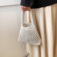 thumbnail image 1 of Bolsos de hilo de algodón Tejido de paja Hollow Net Beach Vacation Purse (Blanco), 1 of 6