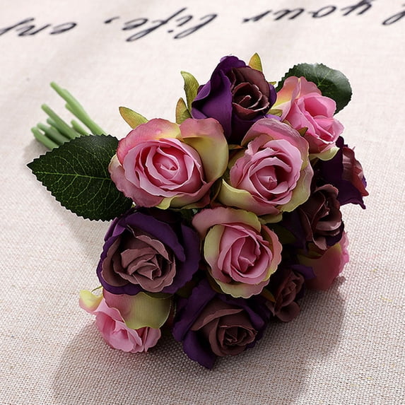 Yesfashion 12Pcs Artificial Rose Flower for Bride Wedding Photography Props Home Decor