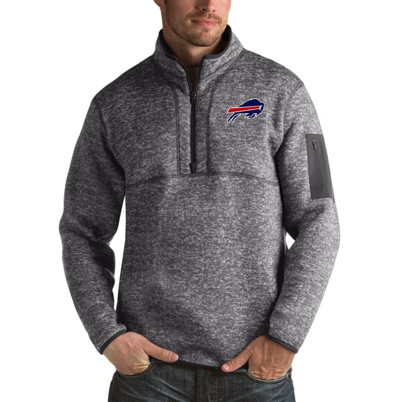 Men's Antigua Charcoal Buffalo Bills Fortune Big & Tall Quarter-Zip Pullover Jacket