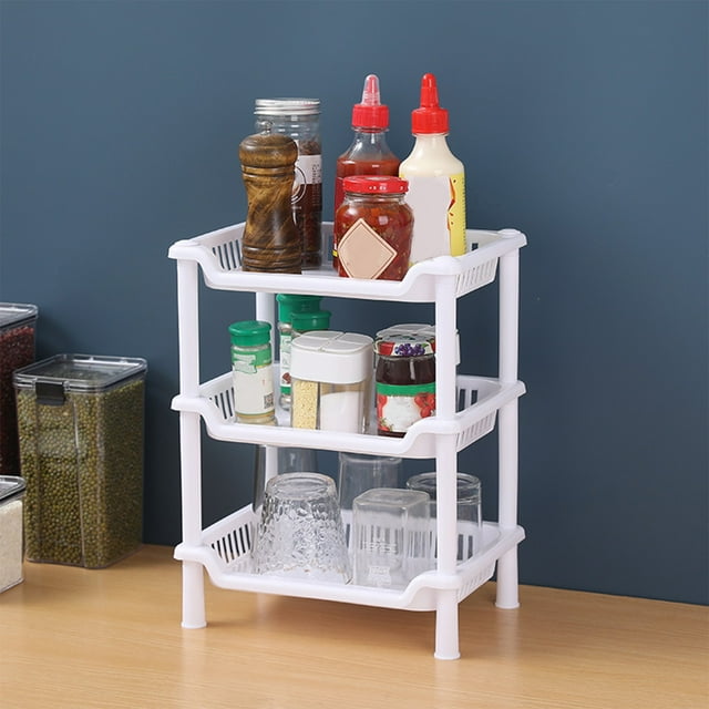 LSLJS Three Layer Multifunctional Storage Rack Sorting and Storage Rack Kitchen Plastic Storage Rack Bathroom Cosmetics Storage Rack, Wire Shelving