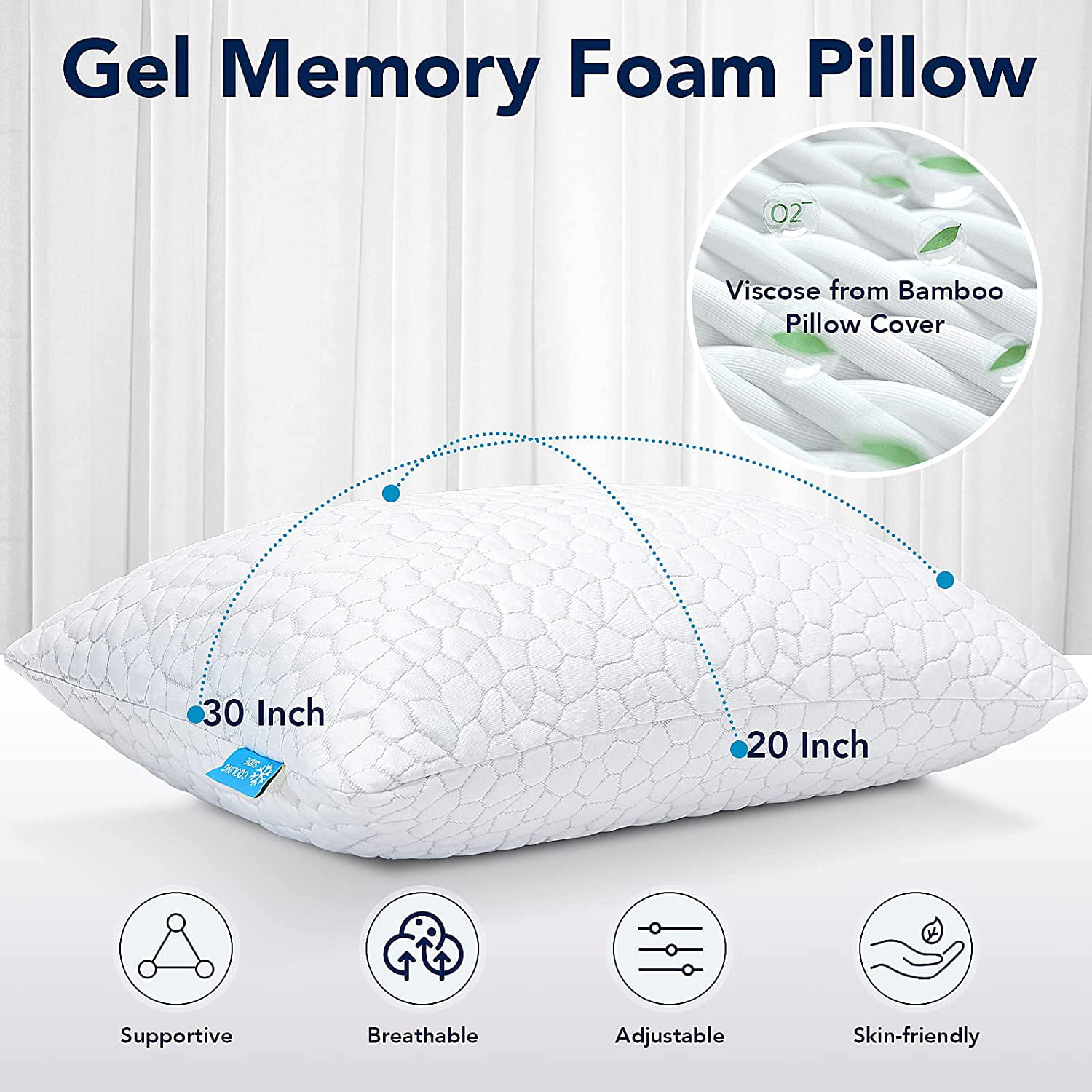 QUTOOL Cooling Bed Pillow Adjustable Shredded Memory Foam Pillows – Qutool®  Store