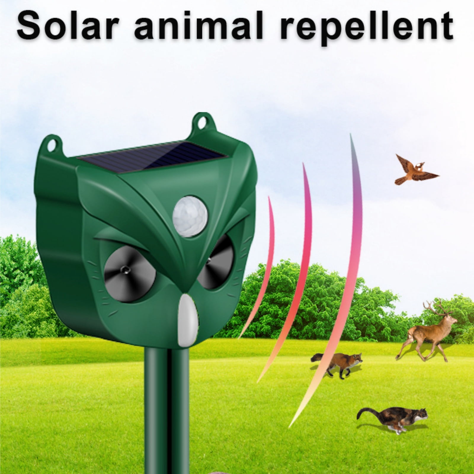 Paddsun Solar Ultrasonic Animal Traps, Cat Traps for Outdoor Use with Motion Sensor Ultrasonic Cat Traps Deer Traps Dog Traps for Gardens and Farms