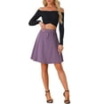 thumbnail image 2 of INSPIRE CHIC Women's Skirts High Waisted A-Line Flared Casual Jean Denim Skirt L Grey Purple, 2 of 6