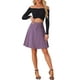 thumbnail image 2 of Faldas de mujer Inspire Chic de talle alto, en línea A, acampanadas, casuales, de mezclilla, talla XS, gris púrpura, 2 of 6