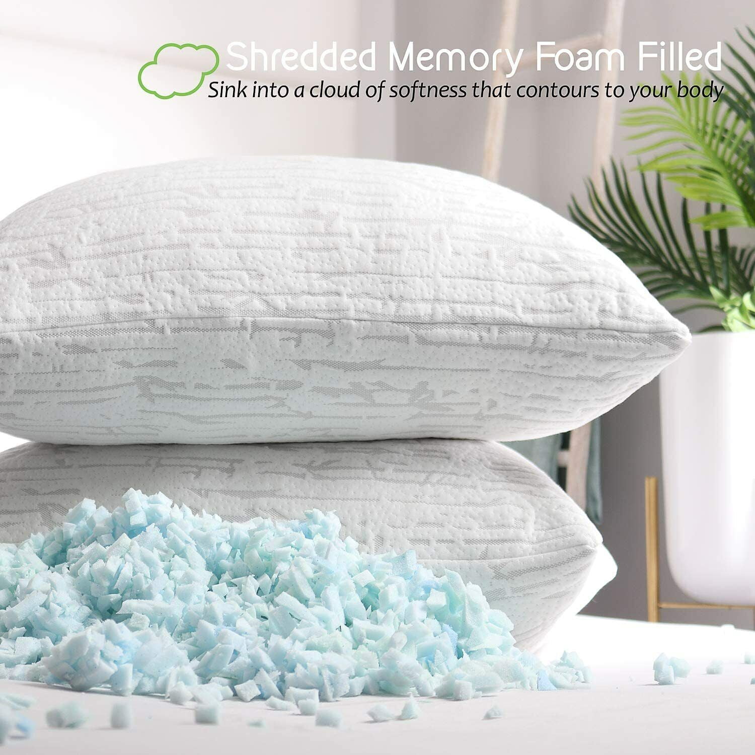 Miracle Memory Foam Bed Pillows - King and Queen Size Sets Hypoallergenic  Bamboo Cool Comfort 