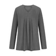 thumbnail image 4 of Trendsetting Women's Apparel Fashion Plus Size Women Summer Fashion Casual Solid Color V Neck Loose T-shirt Long SleevedTops Blouse Pullover, 4 of 8