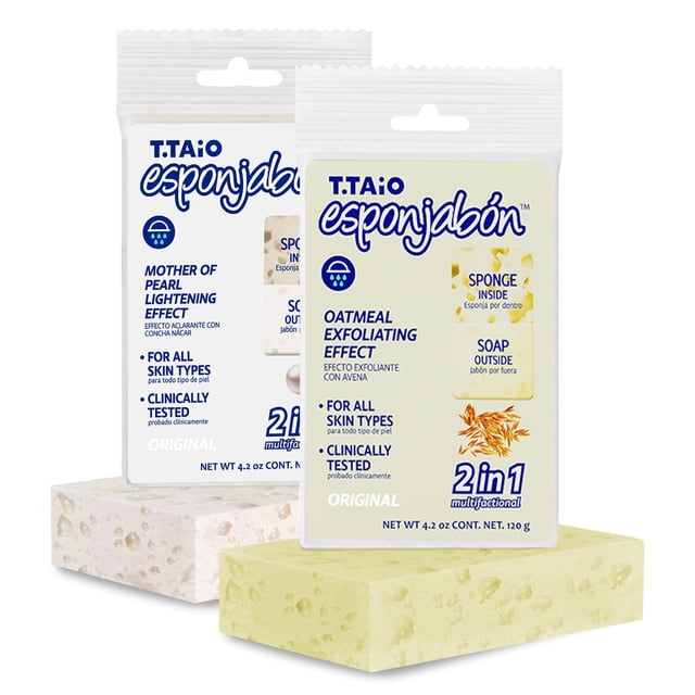 Esponja de jabón T.Taio Esponjabon, paquete de 2 con nácar y avena