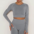 thumbnail image 2 of Timegard Hauts d'Entraînement pour Femmes avec Soutien-Gorge Intégré Col Rond Manches Longues Slim Cropped Tops de Yoga Athlétiques, 2 of 6