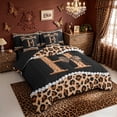 thumbnail image 2 of Manfei Leopard Print Letter H Bow Twin Bedding Sets, Fashion Diamond Bedding Comforter Set for Girls Women, Black Reversible, 7 Pieces, 2 of 7