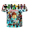 thumbnail image 3 of ROBLOX-Camiseta de empalme con estampado de dibujos animados para niños, Camiseta deportiva con cuello redondo, Tops de manga corta alta, 3D, Verano, 3 of 4