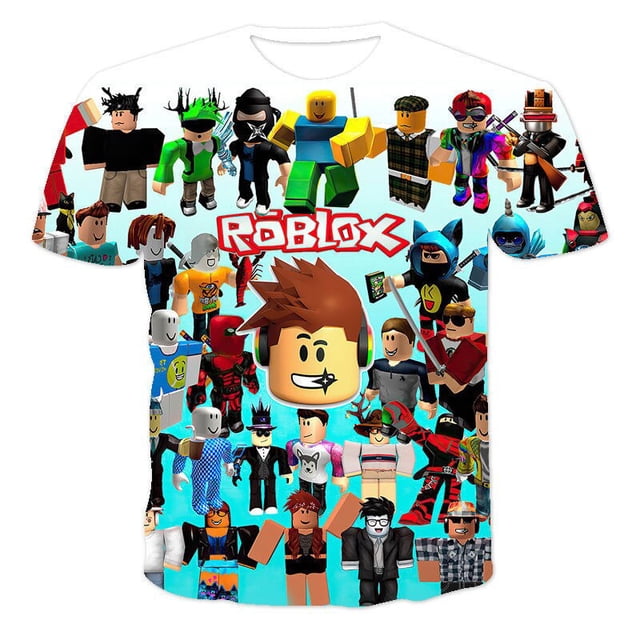 ROBLOX-Camiseta de verano bidimensional con estampado Digital, Top deportivo transpirable de manga corta con cuello redondo en 3D