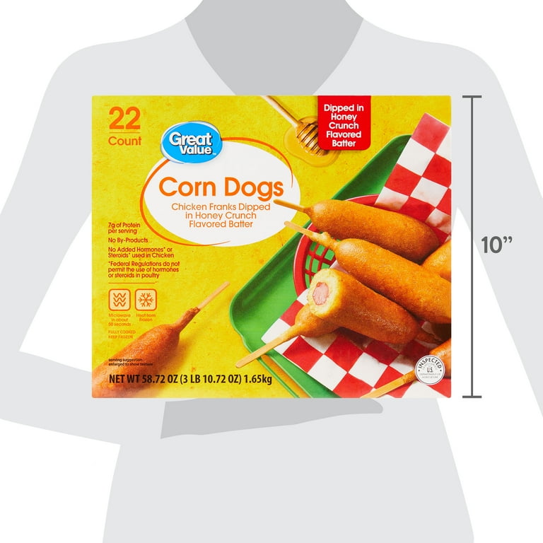 Great Value Classic Batter Wrapped Chicken Corn Dogs, 58.74 oz, 22