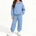 thumbnail image 5 of BRGZLK Boys Girls Hoodie Sweatsuit Set Trendy Solid Color Long Sleeve Half Zip Pullover Sweatshirt and Sweatpants Comfort Warm Tracksuit Fall Winter Clothes for Daily Wear 2026 Blue 9-10 Years, 5 of 7