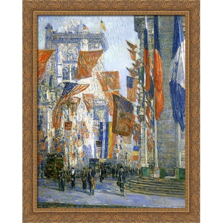 Avenue of the Allies 02 28x34 Large Gold Ornate Wood Framed Canvas Art by Childe Hassam