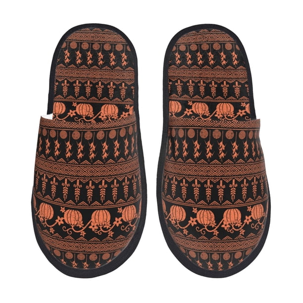 Fotbe Vintage Pumpkin Pattern Pantuflas Peludas para Mujer con Estampado, Zapatillas de Peluche, Zapatos de Invierno para Casa, Uso Interior y Exterior-Medium